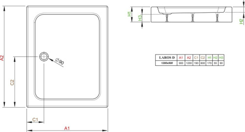 Поддон для душа Radaway Laros D120x90 фото 3