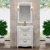 Тумба с раковиной ValenHouse Эллина 65 белая, 2 ящика, ручки золото