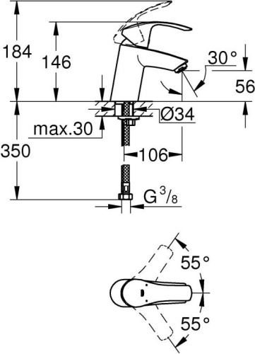 Смеситель Grohe Eurosmart New 32467002 для раковины фото 3