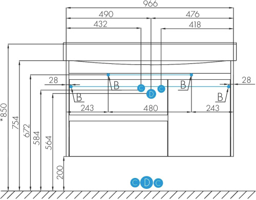 Мебель для ванной AQUATON Нортон 100, подвесная, белый глянец фото 5