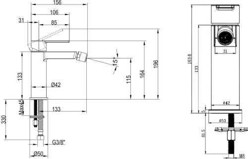Смеситель Villeroy & Boch Architectura TVB10300100061 для биде фото 2