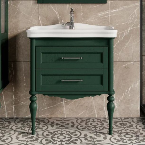 Мебель для ванной ValenHouse Эстетика 80, зеленая, подвесная, ручки хром фото 3