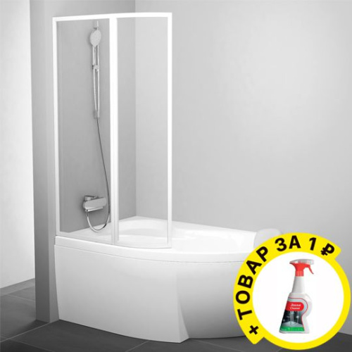 Шторка на ванну Ravak VSK2 Rosa 170 L Transparent + средство для ванн и душевых кабин фото 6