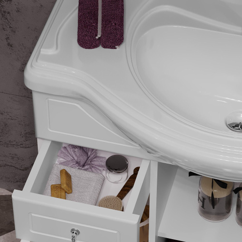 Мебель для ванной Opadiris Тибет 85 с декоративной решеткой, белая матовая фото 5