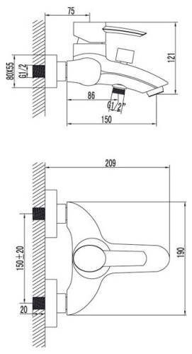 Смеситель Lemark Atlantiss LM3202C для ванны с душем фото 5