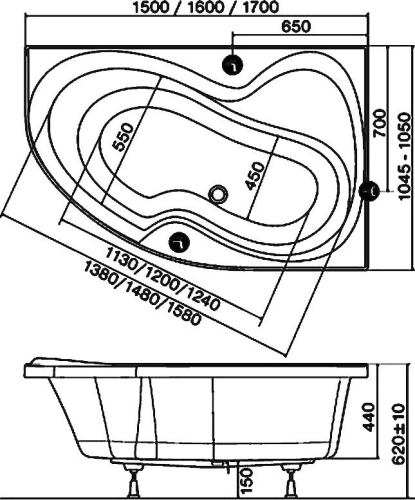 Акриловая ванна Ravak Rosa II 170x105 R с ножками фото 3 Акриловая ванна Ravak Rosa II 170x105 R с ножками фото 3