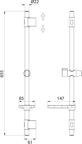 Душевая штанга IDDIS Shower Bar TSH65SDi17 с мыльницей, хром фото 3