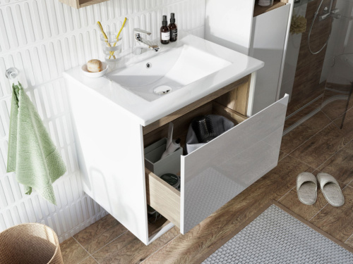 Мебель для ванной STWORKI Ольтен 60 белая, дуб сонома фото 5