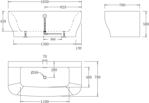 Акриловая ванна BelBagno BB74-1650 165x70 фото 3 Акриловая ванна BelBagno BB74-1650 165x70 фото 3