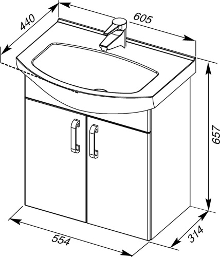 Мебель для ванной Aquanet Ирис 60 2 фасада фото 6