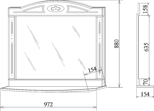 Мебель для ванной Sanflor Адель 100, белая, патина серебро фото 12