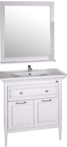 Мебель для ванной ASB-Woodline Гранда 85 белая, патина серебро фото 6