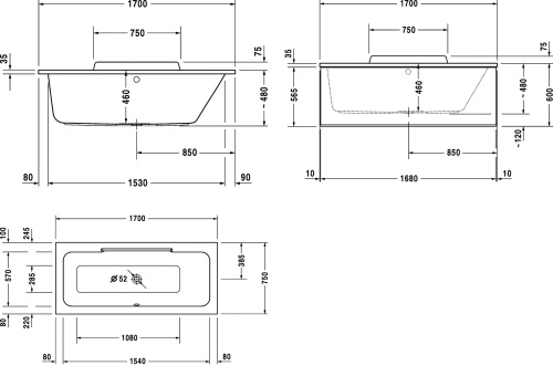 Акриловая ванна Duravit DuraStyle 170x75 фото 8