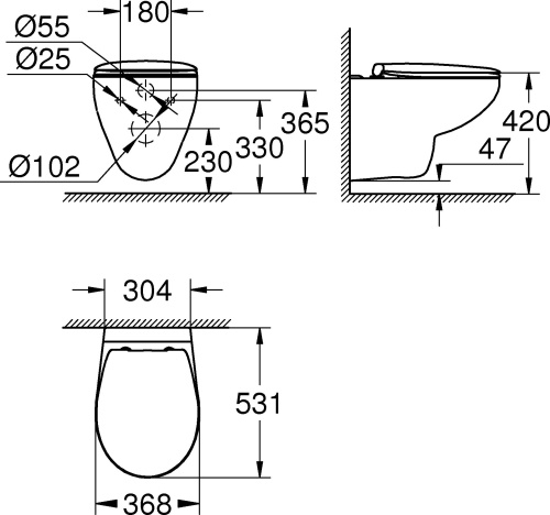 Унитаз подвесной Grohe Bau Ceramic 39351000 безободковый, альпин-белый фото 5
