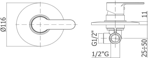 Смеситель Paffoni BLU BLU010CR С ВНУТРЕННЕЙ ЧАСТЬЮ, для душа фото 2