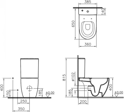 Унитаз-компакт VitrA Sento Open-Back 9830B003-7204 безободковый фото 4