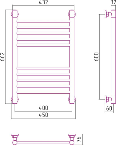 Полотенцесушитель водяной Сунержа Богема+ 60x40, прямая фото 5