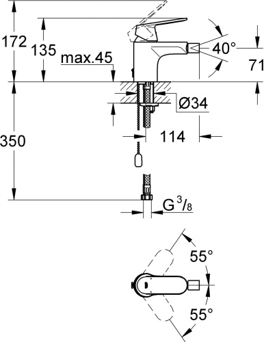 Смеситель Grohe Eurosmart Cosmopolitan 32840000 для биде фото 2