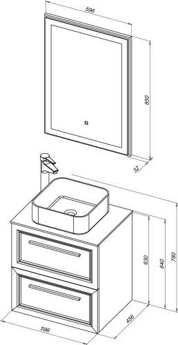 Мебель для ванной STWORKI Эстерсунд 60 белая матовая, монте тиберио с отверстием под смеситель в столешнице фото 9