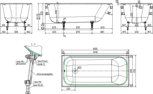 Чугунная ванна Wotte Start 160x75 фото 3 Чугунная ванна Wotte Start 160x75 фото 3