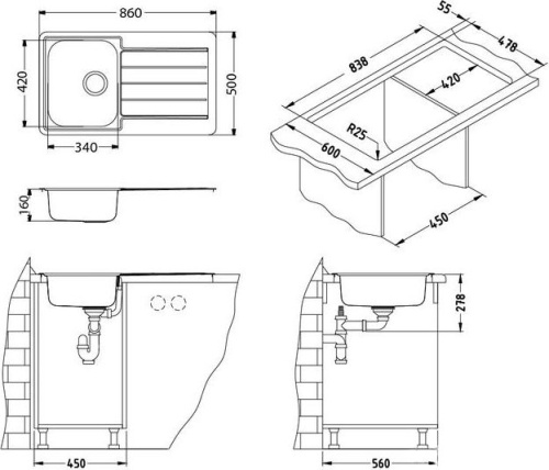 Мойка кухонная Alveus Monarch Line 20 бронза фото 2