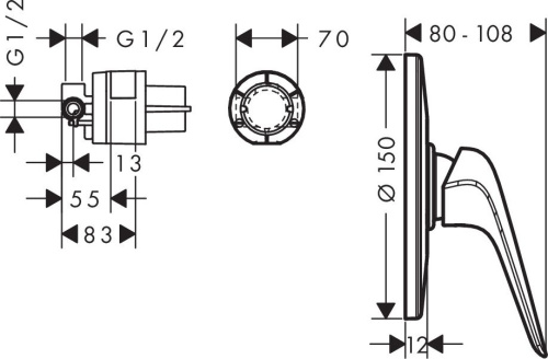 Смеситель Hansgrohe Novus 71068000 С ВНУТРЕННЕЙ ЧАСТЬЮ для душа фото 3