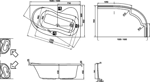 Акриловая ванна Ravak Rosa 95 160x95 R с ножками фото 8 Акриловая ванна Ravak Rosa 95 160x95 R с ножками фото 8