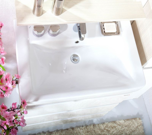 Мебель для ванной Бриклаер Токио 80 светлая лиственница, белый глянец фото 4