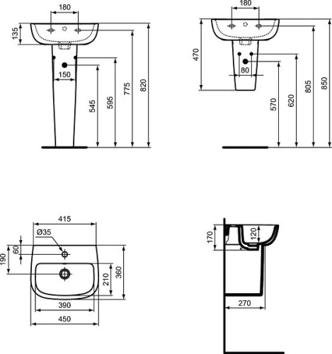 Раковина Ideal Standard Esedra Guest T281101 45 см фото 3