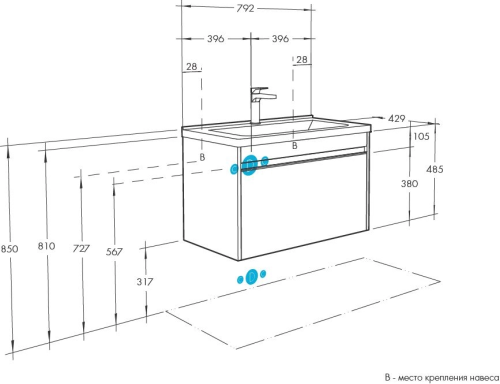 Мебель для ванной AQUATON Капри 80 подвесная фото 5