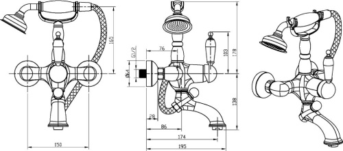 Смеситель Boheme Provanse Ripresa 363 для ванны с душем фото 2