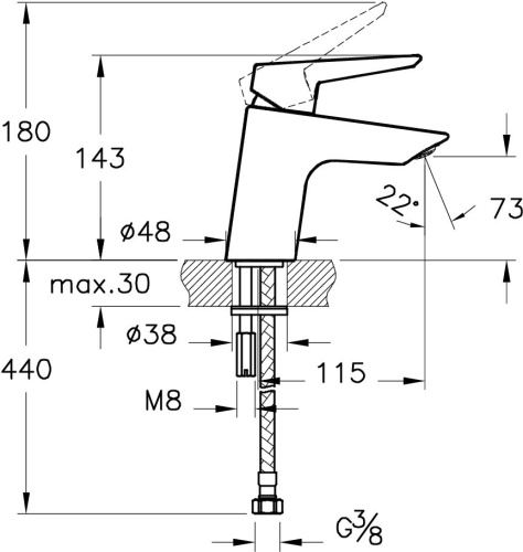 Комплект Рукомойник VitrA Compact 7070B003 + Смеситель VitrA Solid S для раковины фото 7