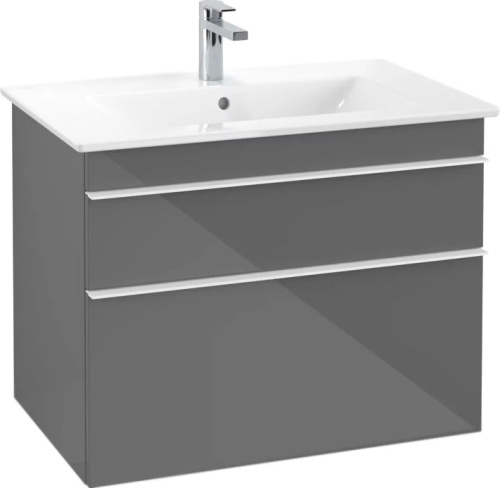 Мебель для ванной Villeroy & Boch Venticello 80 glossy grey, с белыми ручками фото 6