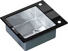Комплект Мойка кухонная Zorg Inox Glass GL-6051-BLACK черное стекло + Измельчитель отходов Zorg Inox D ZR-38 D
