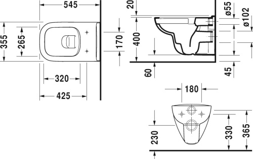 Комплект Унитаз подвесной Duravit D-code 45700900A1 безободковый + Система инсталляции для унитазов AlcaPlast Sadromodul AM101/1120-001 с белой кнопкой и шумоизоляцией + ершик фото 6