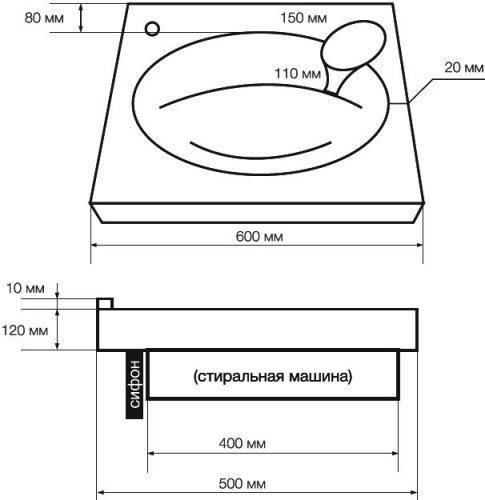 Раковина Marka One Lavanderia 60 фото 4