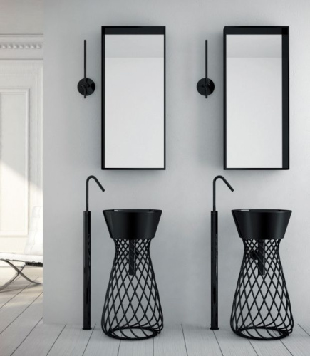 Раковина ArtCeram Wire 43 с пьедесталом, черная фото 2