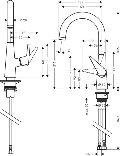 Смеситель Hansgrohe Talis M51 72814800 для кухонной мойки, сталь фото 2