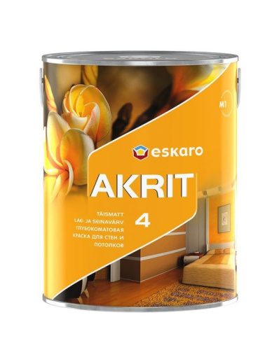 Краска Eskaro Akrit 4 акриловая, для стен и потолков, глубокоматовая