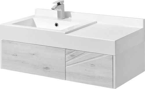 Мебель для ванной AQUATON Сакура 100 L, ольха наварра, белая фото 2