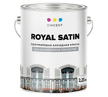 VINCENT ROYAL SATIN A 2 краска алкидная для внутренних и наружных работ, полуматовая, база А (2,25л)