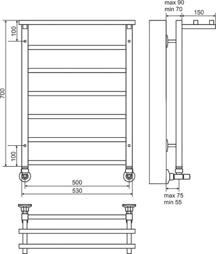 31 400 руб. Полотенцесушитель водяной Terminus Контур П6 500*700 с полкой фото 2 Полотенцесушитель водяной Terminus Контур П6 500*700 с полкой фото 2