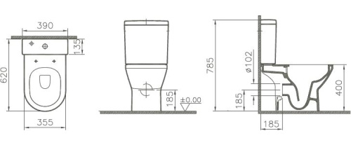 Унитаз-компакт VitrA Integra 7044B003-7200 безободковый фото 3