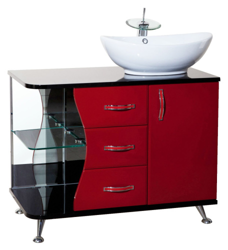Мебель для ванной Bellezza Рио 90 R красная с черным фото 2