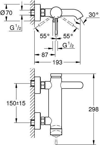 Смеситель Grohe Essence New 33624A01 для ванны с душем фото 2