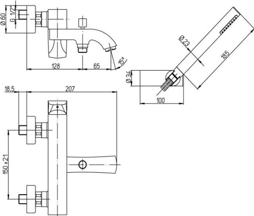 25 603 руб. Смеситель Paini F1 F1CR105KM для ванны с душем фото 3 Смеситель Paini F1 F1CR105KM для ванны с душем фото 3