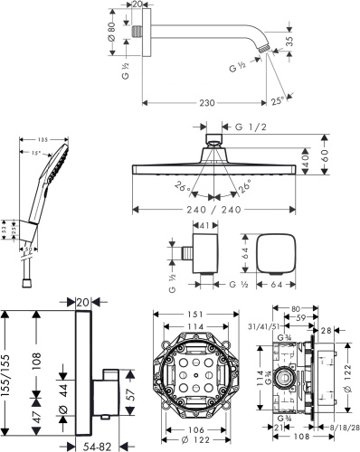 Душевой комплект Hansgrohe ShowerSelect 15763000 6 в1 фото 11