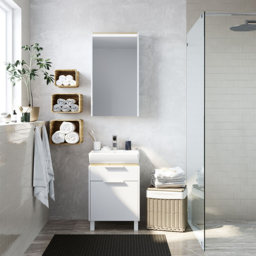 Комплект Унитаз подвесной STWORKI Стокгольм Clean On DPL EO slim 63428 безободковый + Мебель для ванной STWORKI Дублин 50