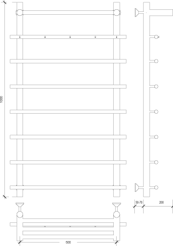 Полотенцесушитель водяной Secado Турин 1 КСП 100х50, хром фото 5