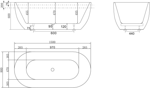 Акриловая ванна BelBagno BB70-1500-800 150x80 фото 4